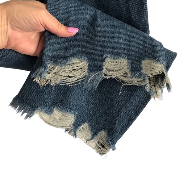 Free People We The Free Sequoia Blue Chewed Hem Straight Size 25 - Picture 9 of 10